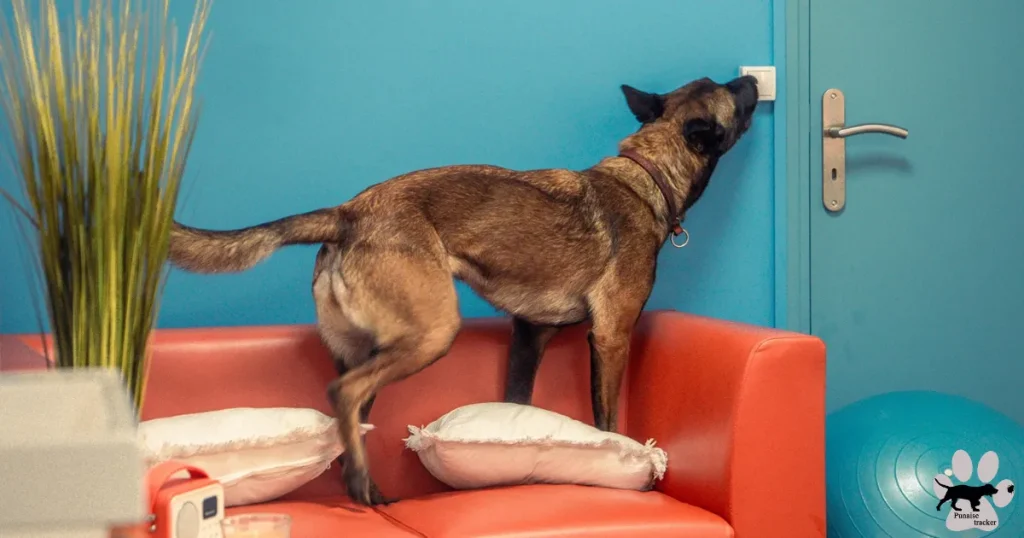 Photo d'un chien lors d'une inspection de détection canine.